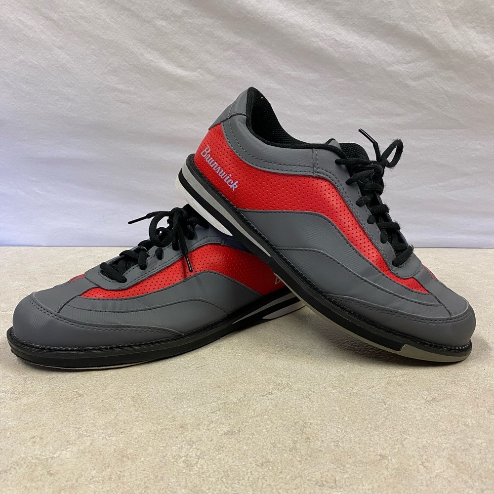 Brunswick Mens Rampage Interchangeable Right Hand Grey Red Bowling Shoes